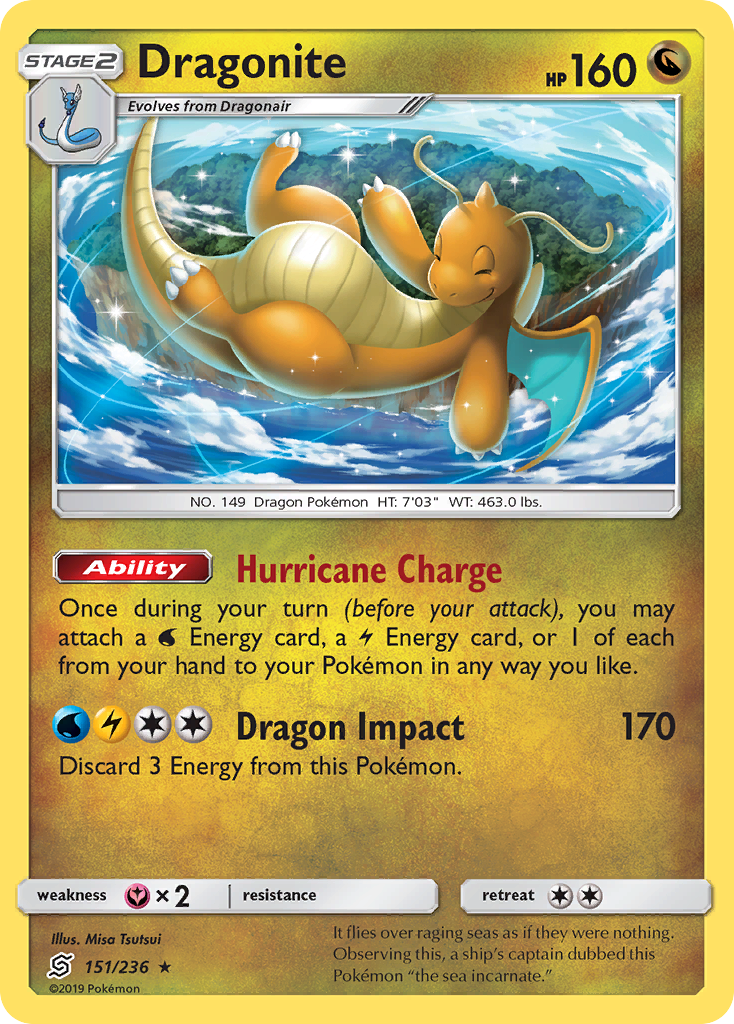 Dragonite (151/236) (Cosmos Holo) [Sun & Moon: Unified Minds] Near