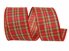 Christmas Tartan Wired Edge Ribbon - 2 1/2" x 10 Yards, Plaid, Gift Basket, Bows