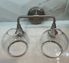 HAHZT Brushed Nickel Silver Bathroom Light Fixtures 2-Lights Vanity