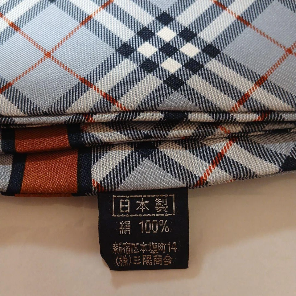 Burberry Silk Stole Rectangular Fringed 135×35cm Blue - Image 3 of 4