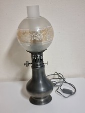 GRANDE LAMPE ÉLECTRIFIÉ STYLE LAMPE À PÉTROLE EN ÉTAIN AVEC 2 VERRE 