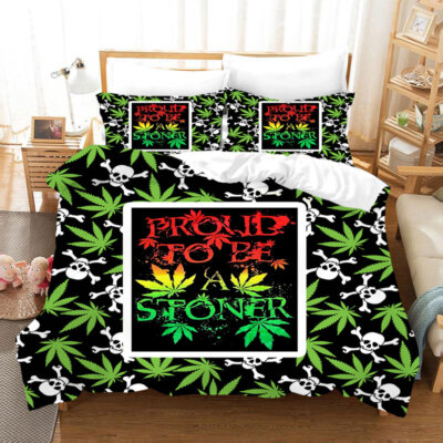 3D Skelett Blatt Abstrakte Kunst Quilt Cover Set Bettwäsche Sets Kissenbezüge