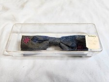 Vintage Grey Patterned Clip-On Bow Tie - in original package