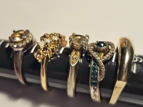 Lotto 5 anelli GE vintage placcati oro 18 kt opale, ametista, morganite indossabili artigianali - Foto 9 di 11