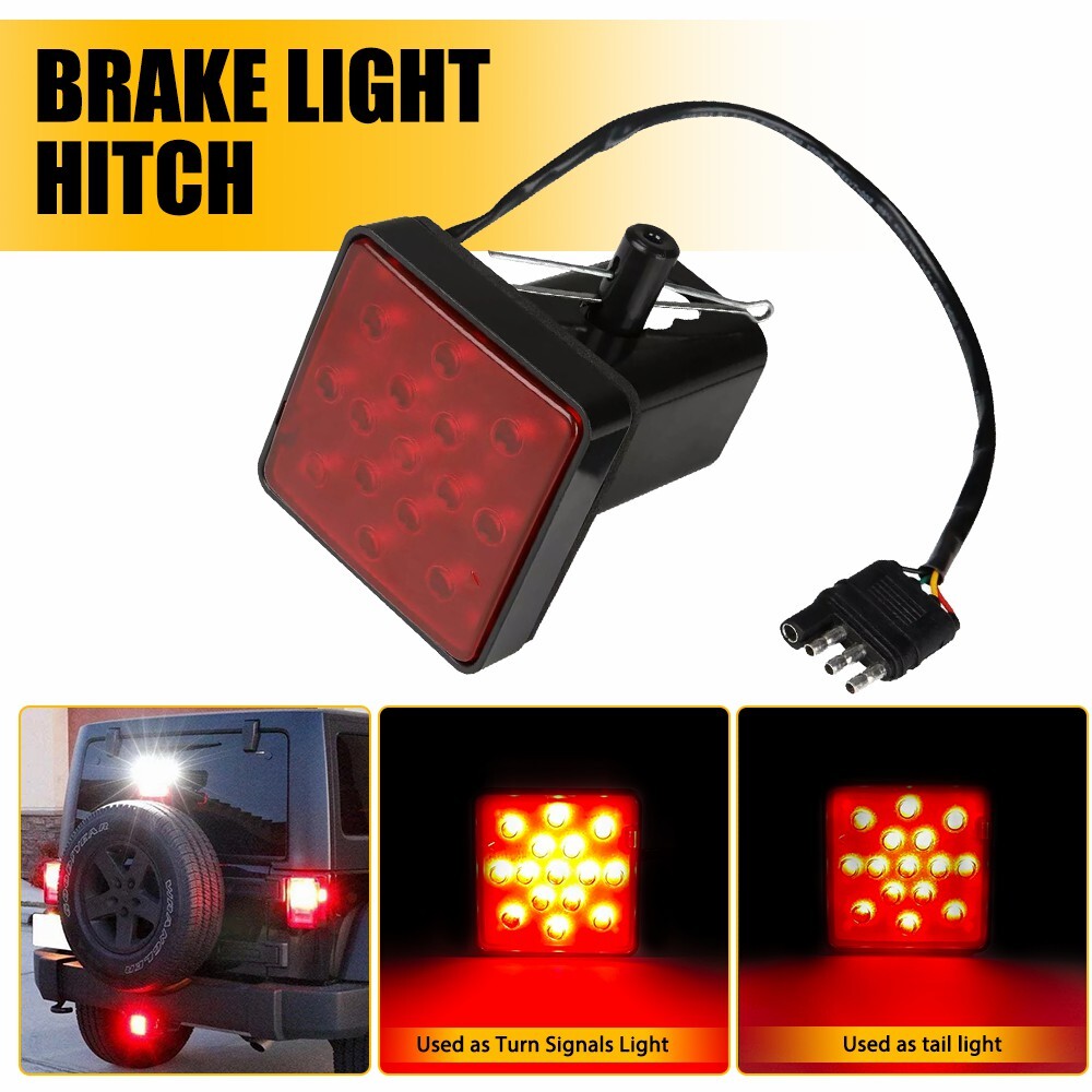 1Pc Red 15-LED Lens Brake Light Trailer Cover Hitch Fit Towing & Hauling 2