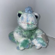 VTG Dan Dee Collector's Choice 8 Frog Crown Plush Toy Blue Green Tie Dye New