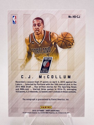 C.J. MCCOLLUM 2015-16 Panini NBA Hoops Hot Signatures Auto 