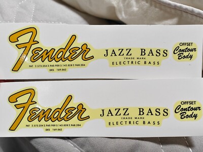 2x Fender Jazz Bass Guitar Waterslide Decals - Retro Headstock Transfers For Luthier Projects