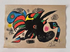 Joan Miro (Handmade) Drawing mixed media on paper signed & stamped