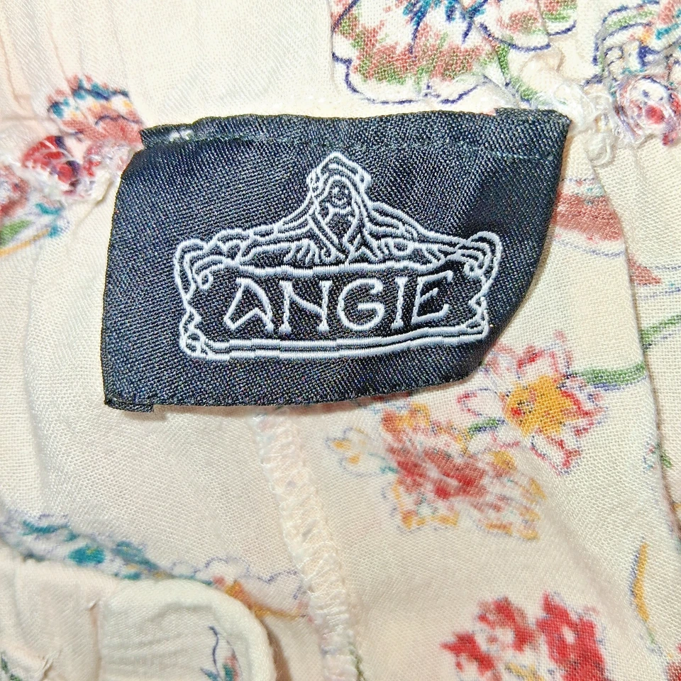 Pantalones Cortos Angie Fluidos Marfil Negro Estampado Floral Para Mujer Talla S Boho Cottage Verano Foto 3 de 4