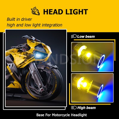 Ampoule LED Phare Moto 21W P45T R2 - Jaune & Bleu - 12-24V - 2500LM