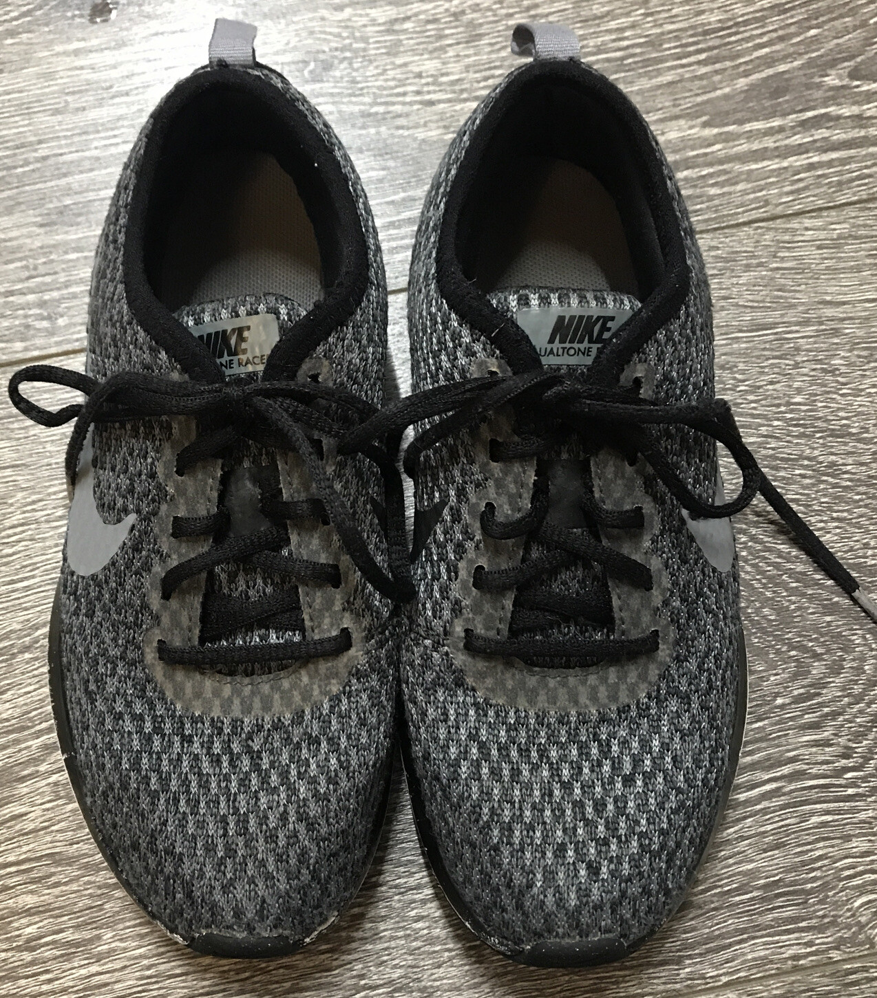 BOYS Nike Dualtone Racer Running Triple Black Grey Trainers Size UK 12.5 /  31 | eBay