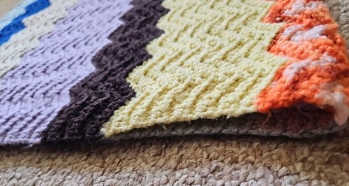 Handmade Crochet Blanket Throw Afghan Rainbow Striped 43" X 51" Vintage - Picture 13 of 14