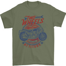 Two Wheels Attitude Motorcycle Biker Motorbike Mens T-Shirt 100 Cotton