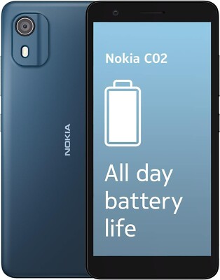 Nokia C02 5,45'' Dual SIM Smartphone SIM frei 32GB Handy Android 12 Cyan******