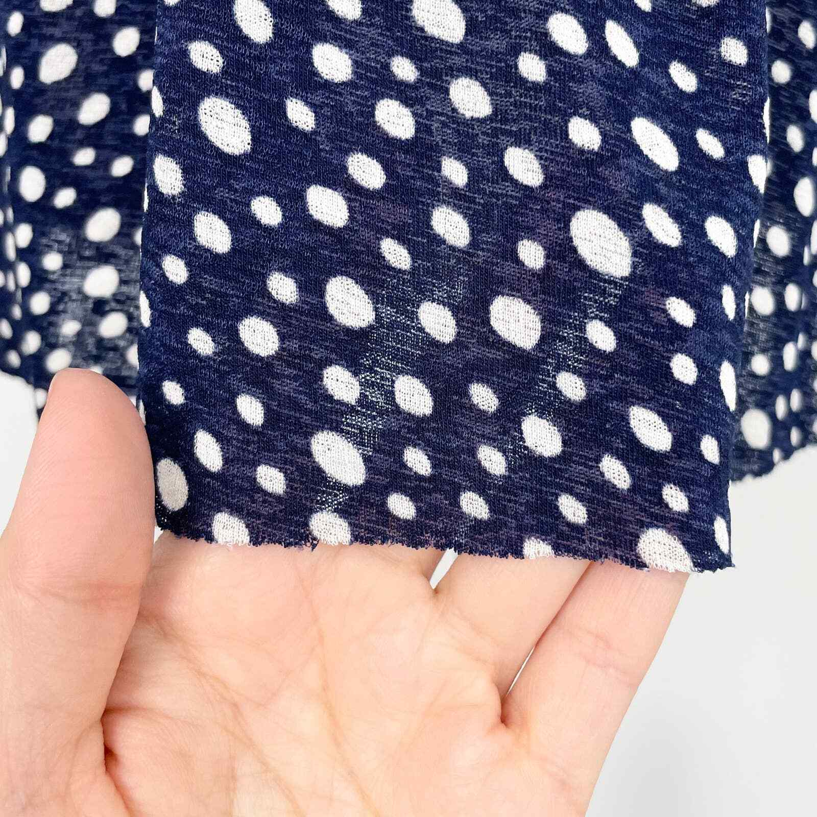 Anthropologie Postage Stamp Navy Mesh Polka Dot Top Gem