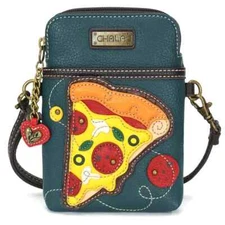 NEW CHALA PEPPERONI PIZZA CELL PHONE CROSSBODY PURSE ADJUSTABLE STRAP TURQUOISE