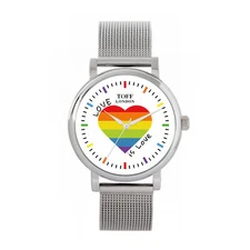 Toff London TLWS-24101 38mm Pride Rainbow Love Is Love Heart Watch