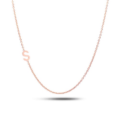 Collar inicial lateral oro 14K/oro 14K collares personalizados - Imagen 6 de 6