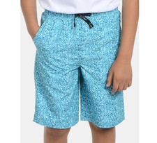 Calvin Klein Big Boys L Caspian Blue Pockets Mosaic Volley Swim Trunks NWT
