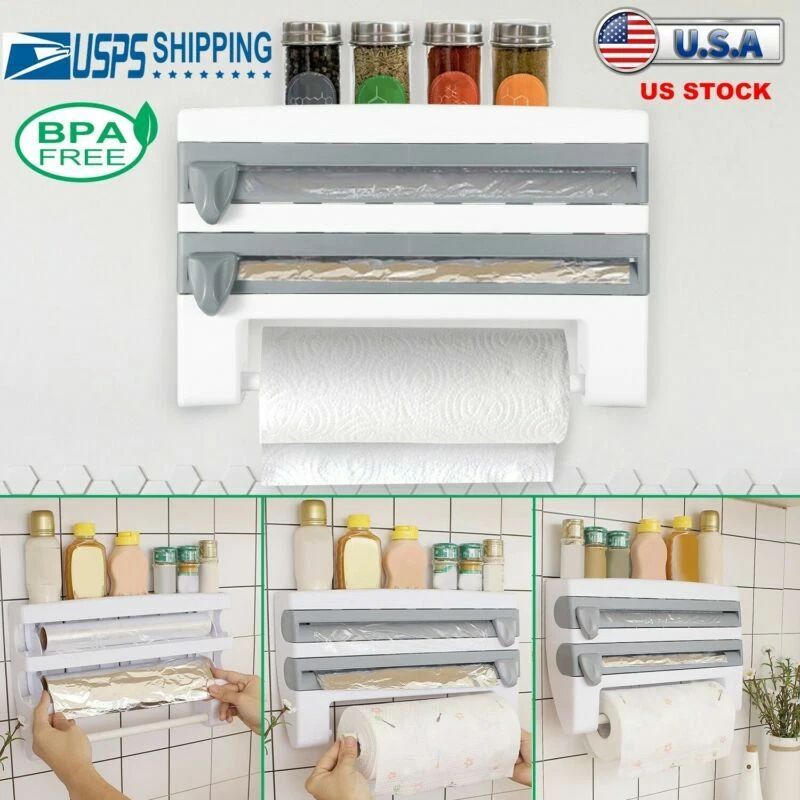 Self-adhesive Paper Towel Holder Under Cabinet For Kitchen, Bathroom Tissue  And Towel Holder, Plastic Wrap And Roll Paper Storage Storage Rack, Home Kitchen  Bathroom Supplies - Temu