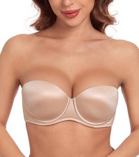 Haci Push Up Strapless Bra Thick Padded Demi Underwire Add A Cup Convertible