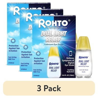 3 Pack Rohto Dual Light Relief Cooling Eye Drops 0.6 fl oz FREESHIP