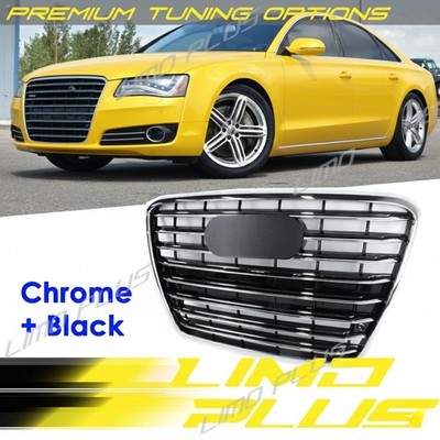 Front Bumper Grille Radiator Grill Gloss Silver Grid For Audi A8 D4 2011-2014
