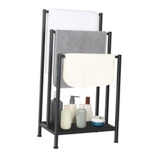 Freestanding Towel Rack, 3 Tier Metal Towel Rack Blanket Rack Stand for Black