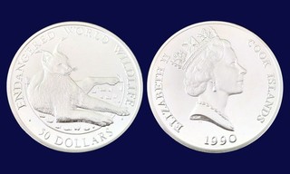 Cook Islands – Luchs (Endangered World Wildlife) 1990 – $50 – 925 Silber – PP