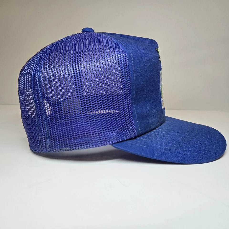 Gorra de bajo vintage con espalda a presión para hombre azul camionero malla Ya-Hopi MMB bordada Foto 4 de 4