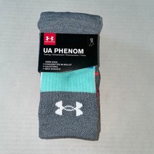 Boys Girls Under Armour 3 Pk Phenom Training Crew Socks Youth Small NEW