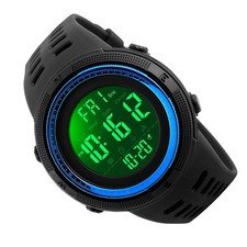 Electronic Watch PU Strap Plastic Case 50M Water Proof Men Sports Watch For