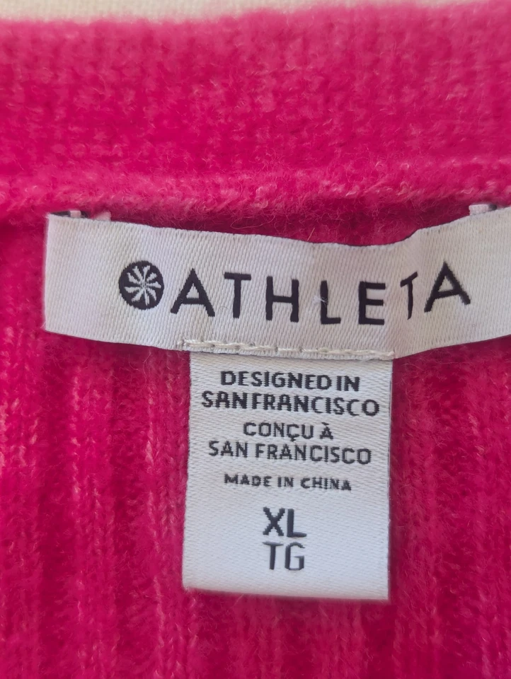 ATHLETA Acogedor Suéter de Escala Talla XL Rosa Tulipán Mezcla de Lana Merino Suave Estirado Foto 4 de 4