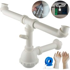 Parpyon Sifone Lavello Cucina 2 Vie 1"-1/2" Sifone da Cucina + Teflon