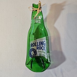 ROLLING ROCK; ACL BEER BOTTLE; (SLUMPED) UPCYCLED; 12 OZ BOTTLE;