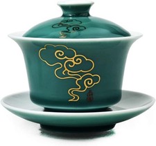 Porcelain Gaiwan 5oz /150ml Teacup White Glazed Classical Chinese Auspicious