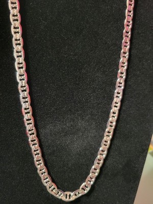 Silber gefüllt 7 mm 20 cm Diamantschliff Mariner Kette Halskette 925 gestempelt