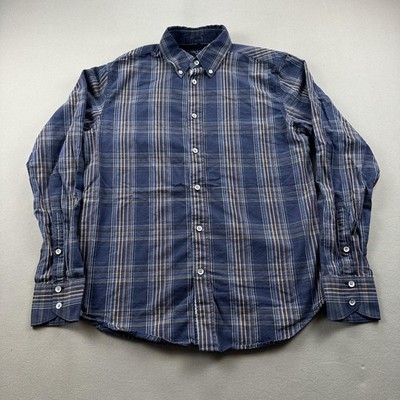 Rag & Bone Shirt Mens Navy Small Blue Plaid Button Down Fit 2 Long Sleeve Casual