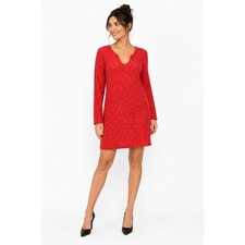 LIBBY EDELMAN Orange Eyelet Lined Long Sleeve Mini Shift Dress Size M