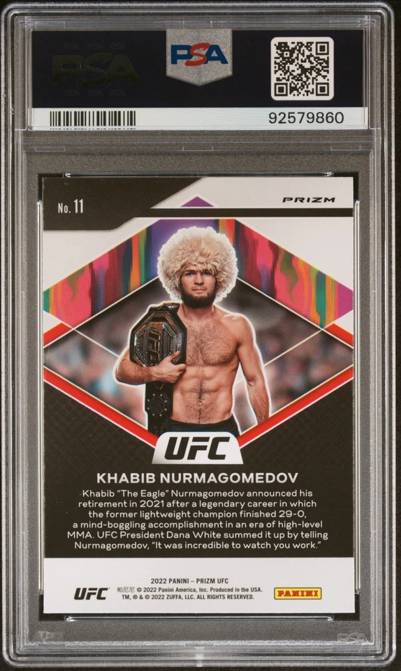 2022 Panini Prizm UFC Fearless Khabib Nurmagomedov #11 Green PSA 10 - Image 2 of 2