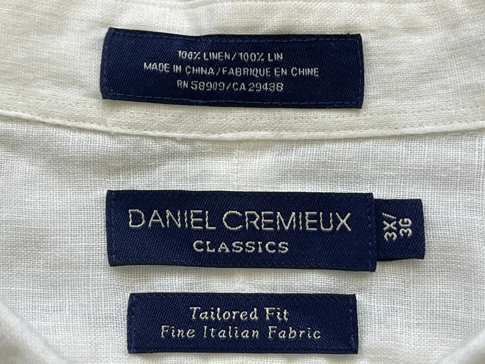 Daniel Cremieux Shirt Mens 3X White 100% Linen Button Down Short Sleeve - Image 3 of 4