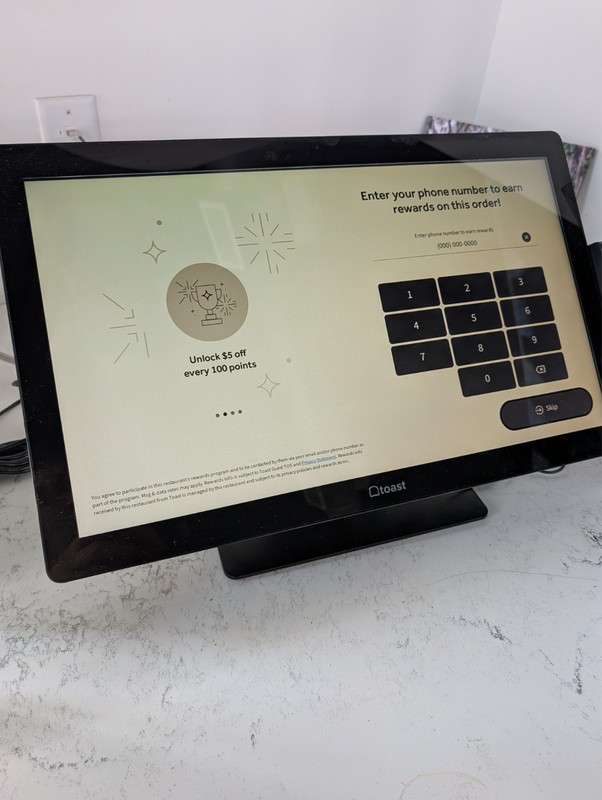 Toast Flex POS 22" ELO Touch Screen KDS ESY2214 KIOSK WITH CC READER STAND & PS