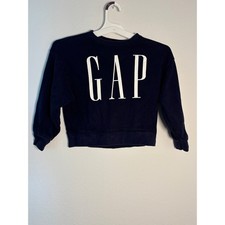 Gap Kids Navy Blue Arch Logo Crewneck Sweatshirt Size S 6-7 Pullover Fleece