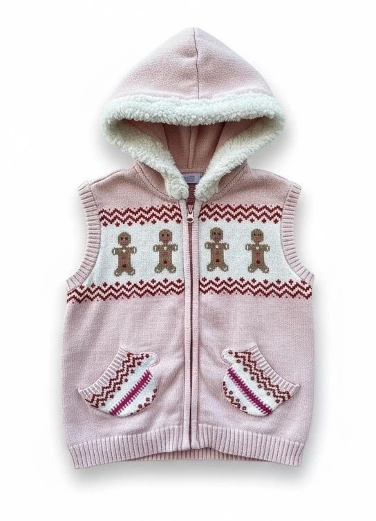 Gymboree Girls Size 10 Pink Holiday Vest & Skirt Gingerbread Outfit Christmas - Image 2 of 4