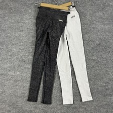 Bombshell Sportswear Leggings XS/S Shimmer Scrunch Black White Lot 2 Bundle