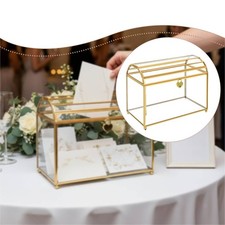 Glass Wedding Card Box with Slot and Lock Practical Durability Decor Storage