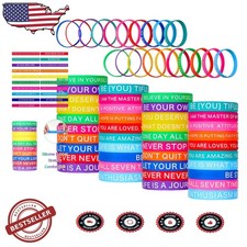 Vivid Colored Silicone Wristbands - 60 Inspirational Quotes - Bulk Gift Pack