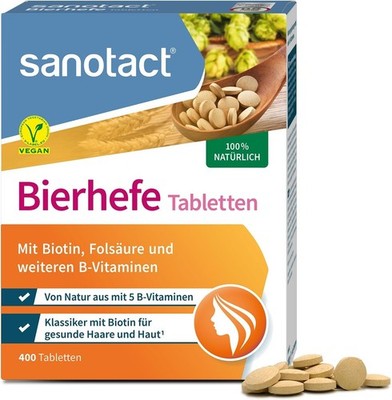 sanotact Bierhefe Tabletten (400 Tabletten)   100% natürliche Bierhefe vegan   M