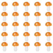 0.5" x 0.4" Cute Mushroom Beads, 25 Pcs Small Glass Beads, Orange